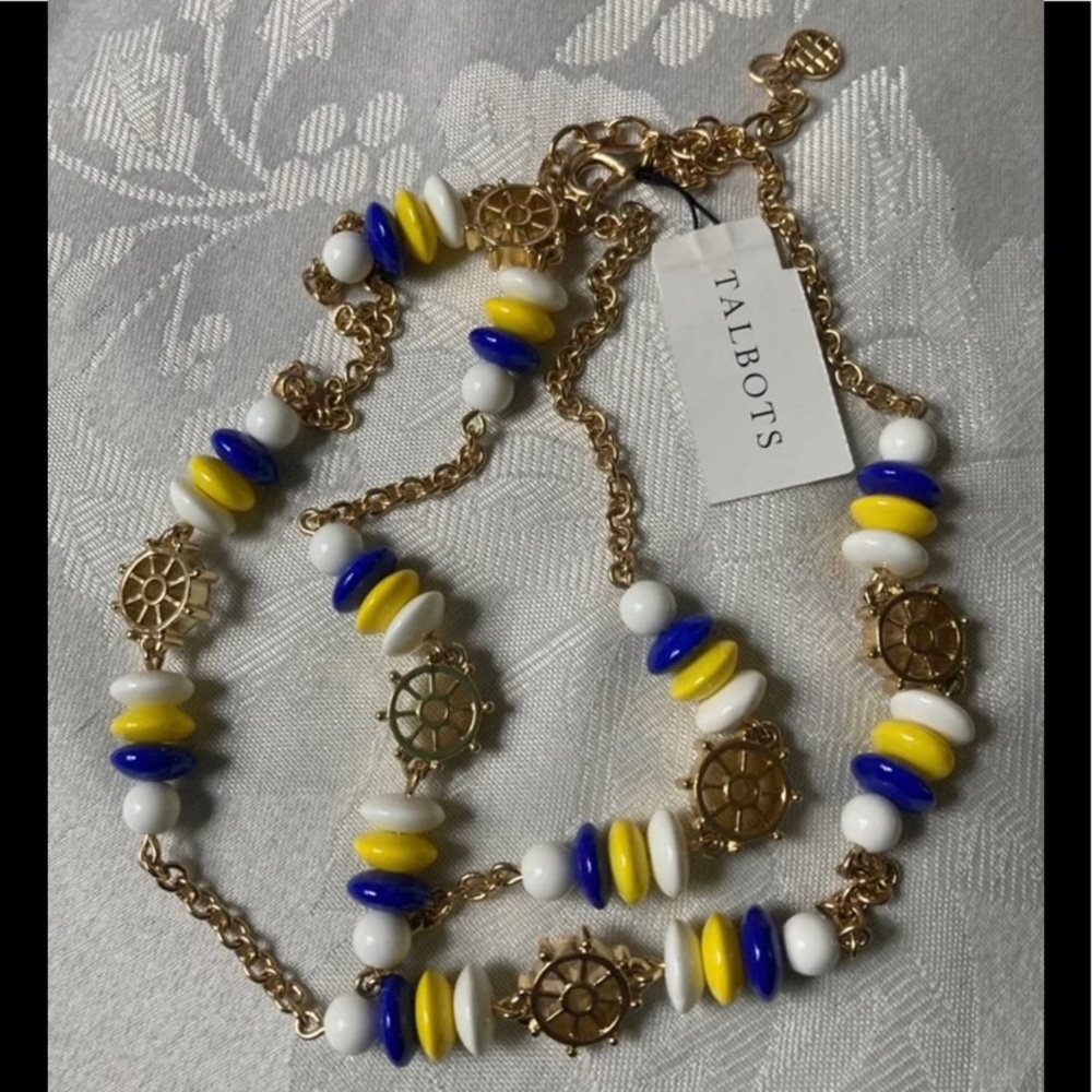 TALBOTS Nautical Blue, Yellow & White Necklace NWT!